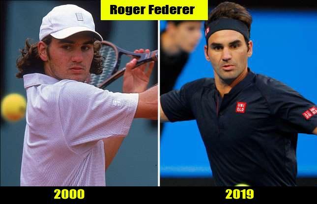 Roger Federer (2000, 2019) Then and now Transformation | Before and After