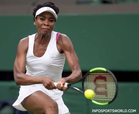 Wimbledon Tennis 2017 - Venus Williams action during match against Elise Mertens