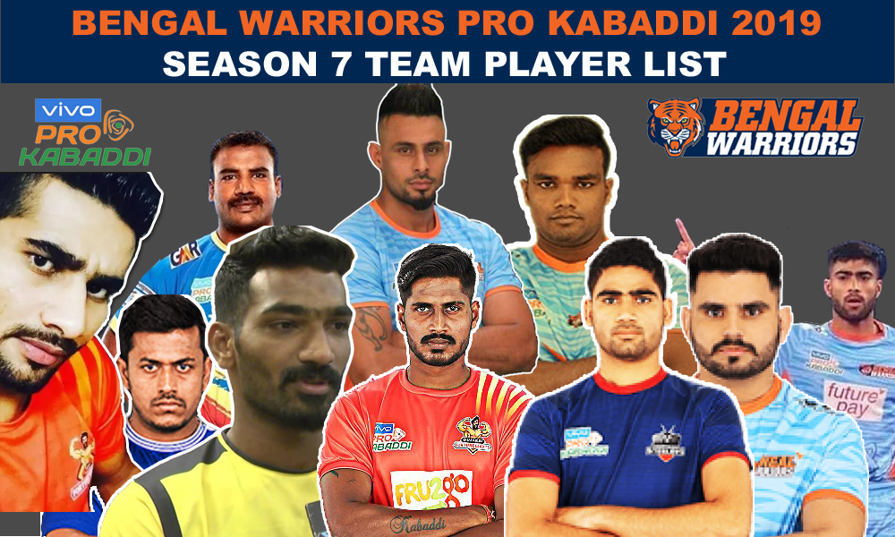 Bengal Warriors Pro Kabaddi 2019 Season 7 Team Players List