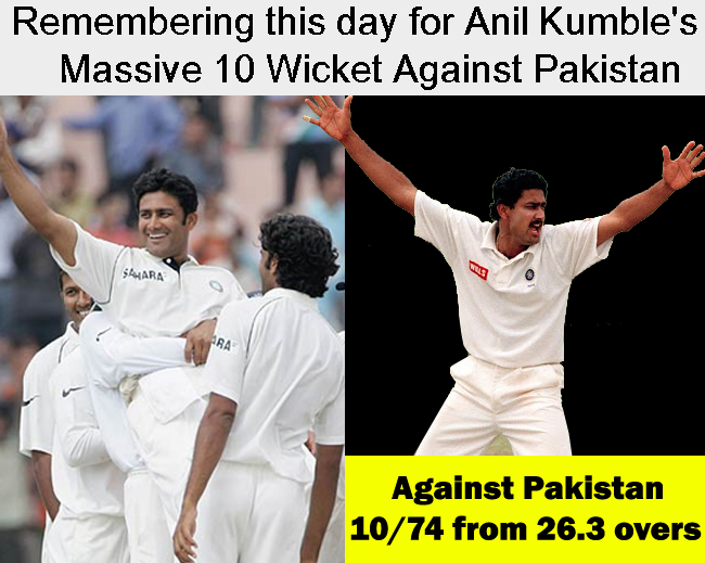 Remembering this day for Anil Kumble's Massive 10 Wicket Against Pakistan